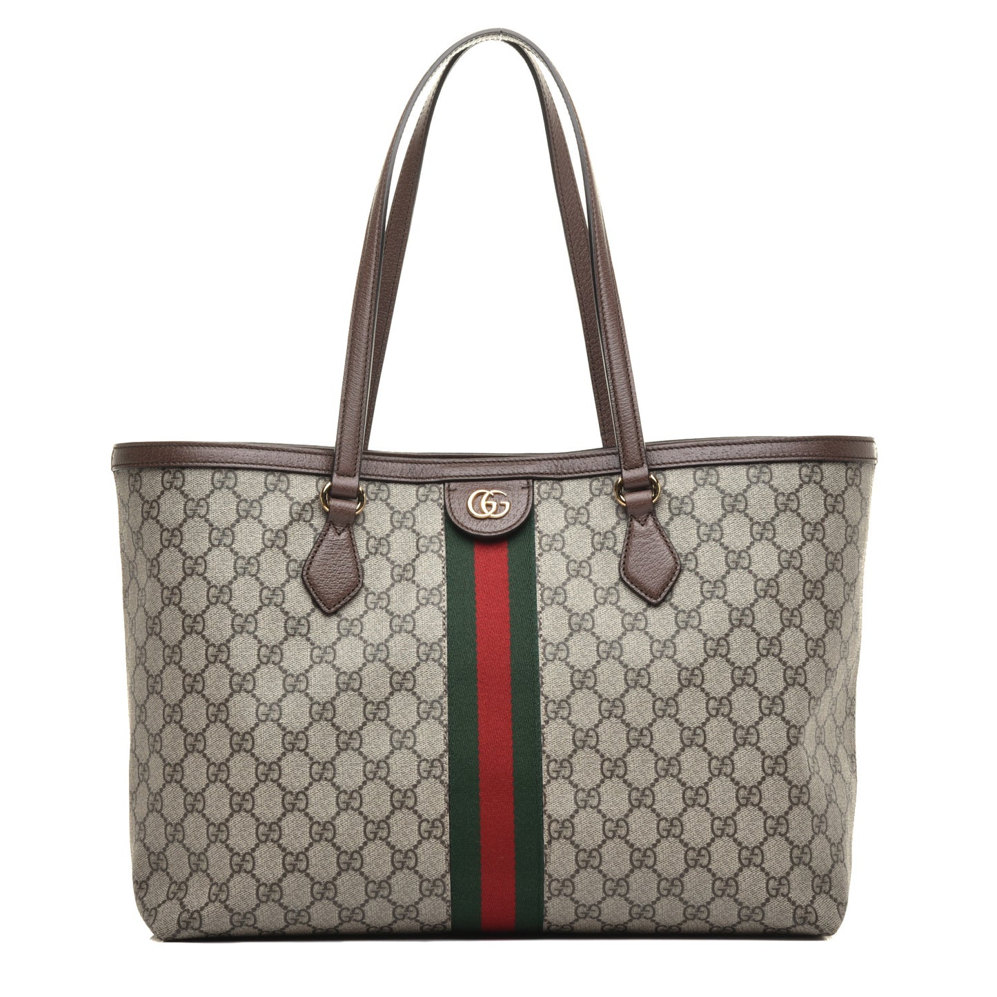 GG Supreme Monogram Medium Ophidia Shopping Tote Brown