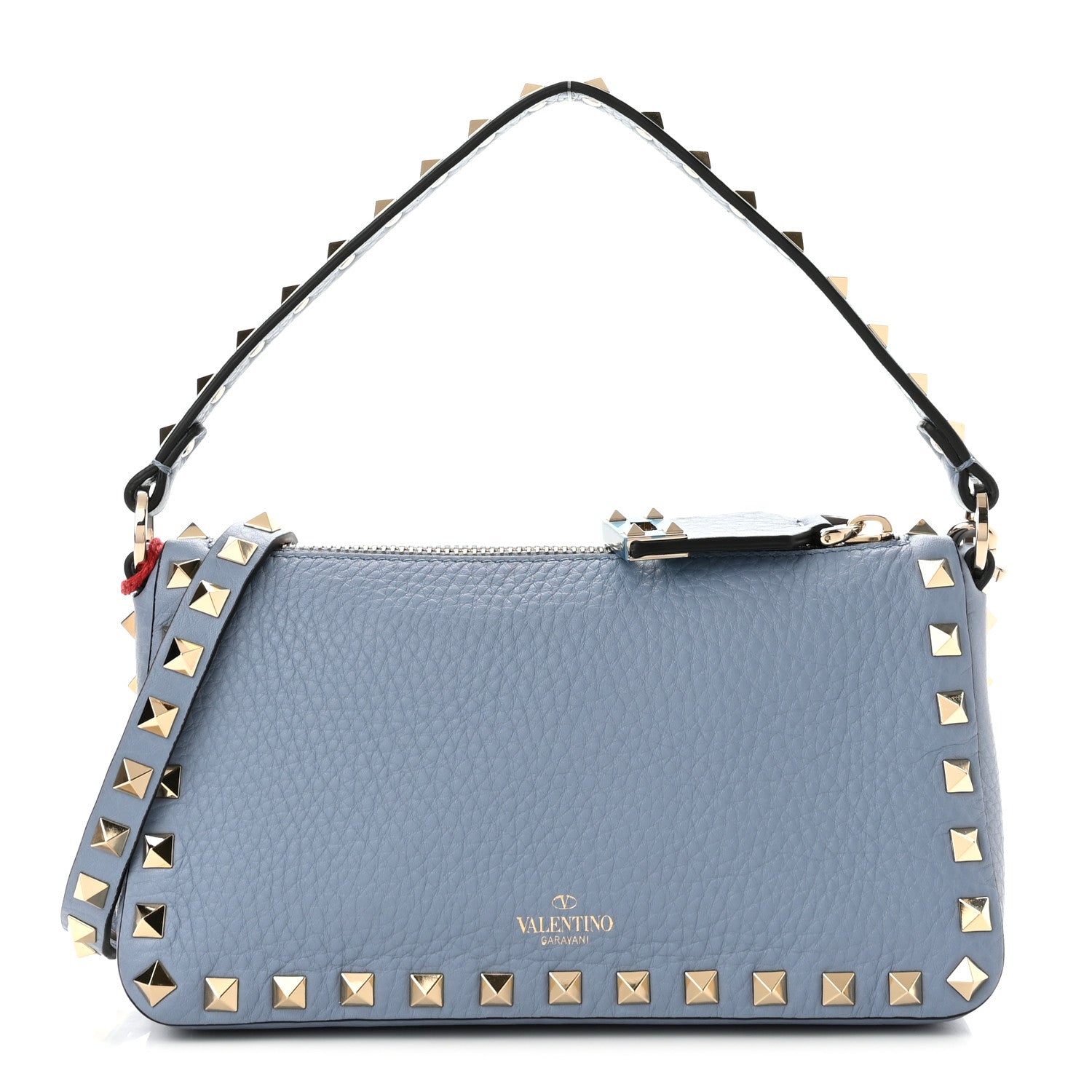 Valentino Garavani Pebbled Calfskin Small Rockstud Flip Lock Shoulder Bag Niagara 1 of 9