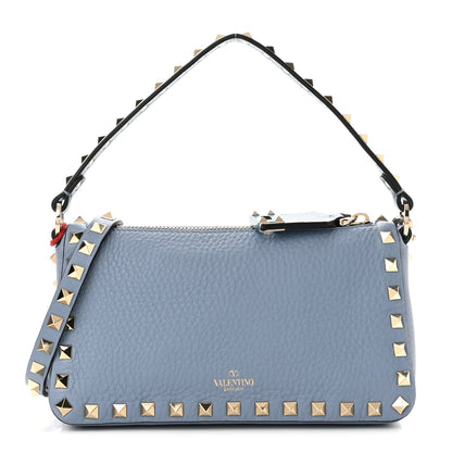 Valentino Garavani Pebbled Calfskin Small Rockstud Flip Lock Shoulder Bag Niagara 1 of 9