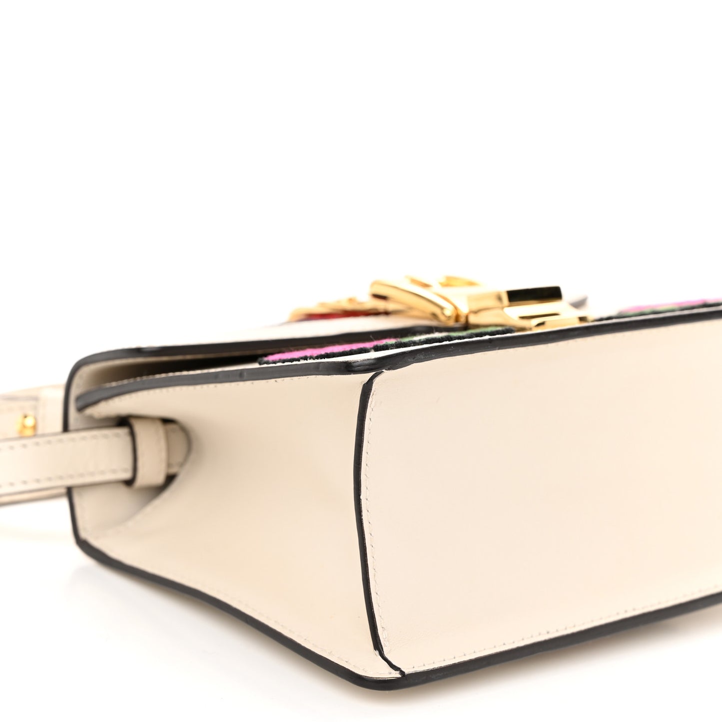 Calfskin Embroidered Mini Sylvie Top Handle Bag White