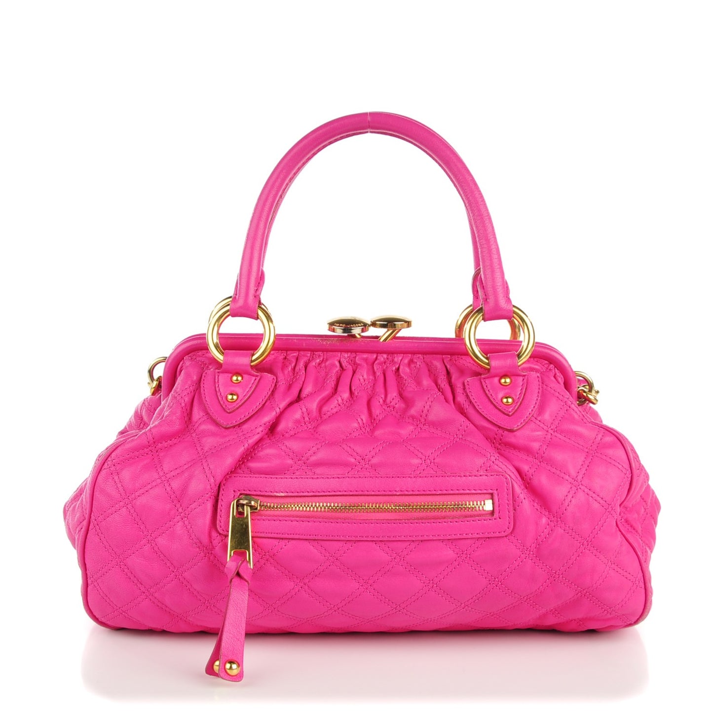 Calfskin Quilted Stam Bright Pink