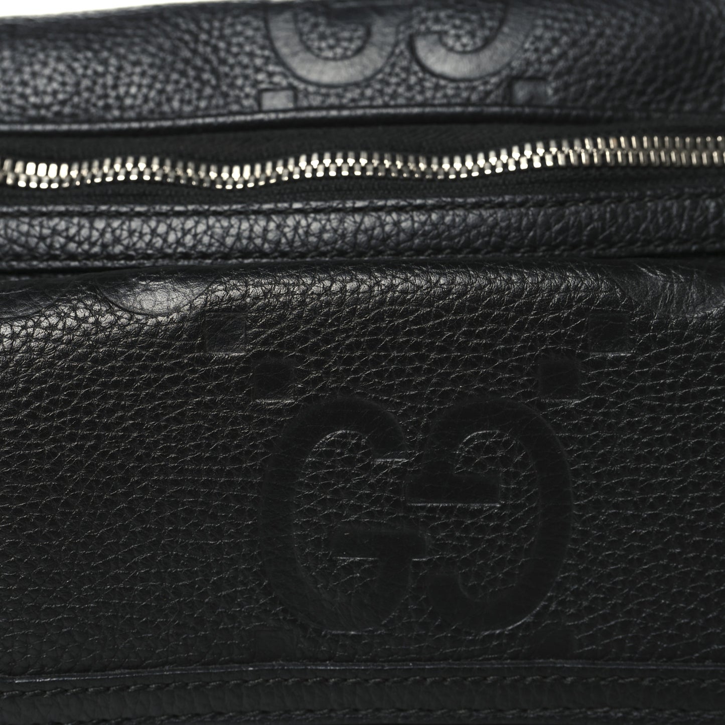 Piuma Calfskin Jumbo GG Embossed Pocket Belt Bag Black Black