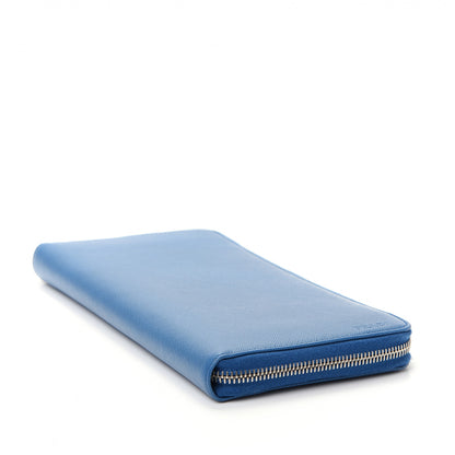 Prada Saffiano Zip Around Portfolio Wallet Azzurro 4 of 7