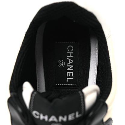 Chanel Lambskin Suede Calfskin Sneakers 40 Ivory White Black 9 of 11