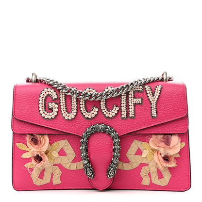 Gucci Pebbled Calfskin Embellished Guccify Small Dionysus Shoulder Bag Rosa 1 of 12