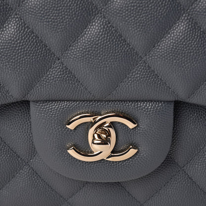 Chanel Caviar Quilted Jumbo Double Flap Dark Grey 8 of 10
