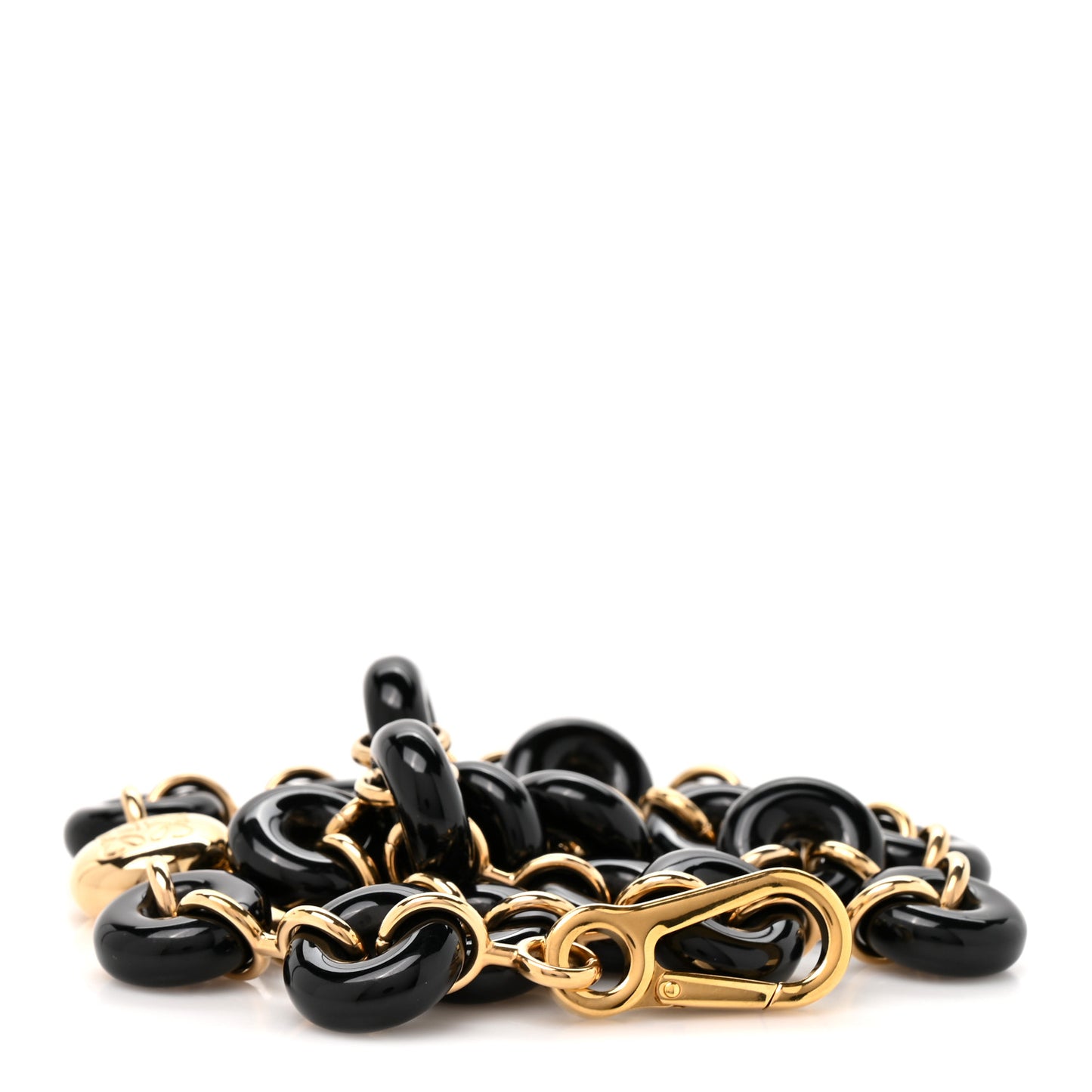 Brass Acetate Donut Chain Shoulder Strap Black Gold