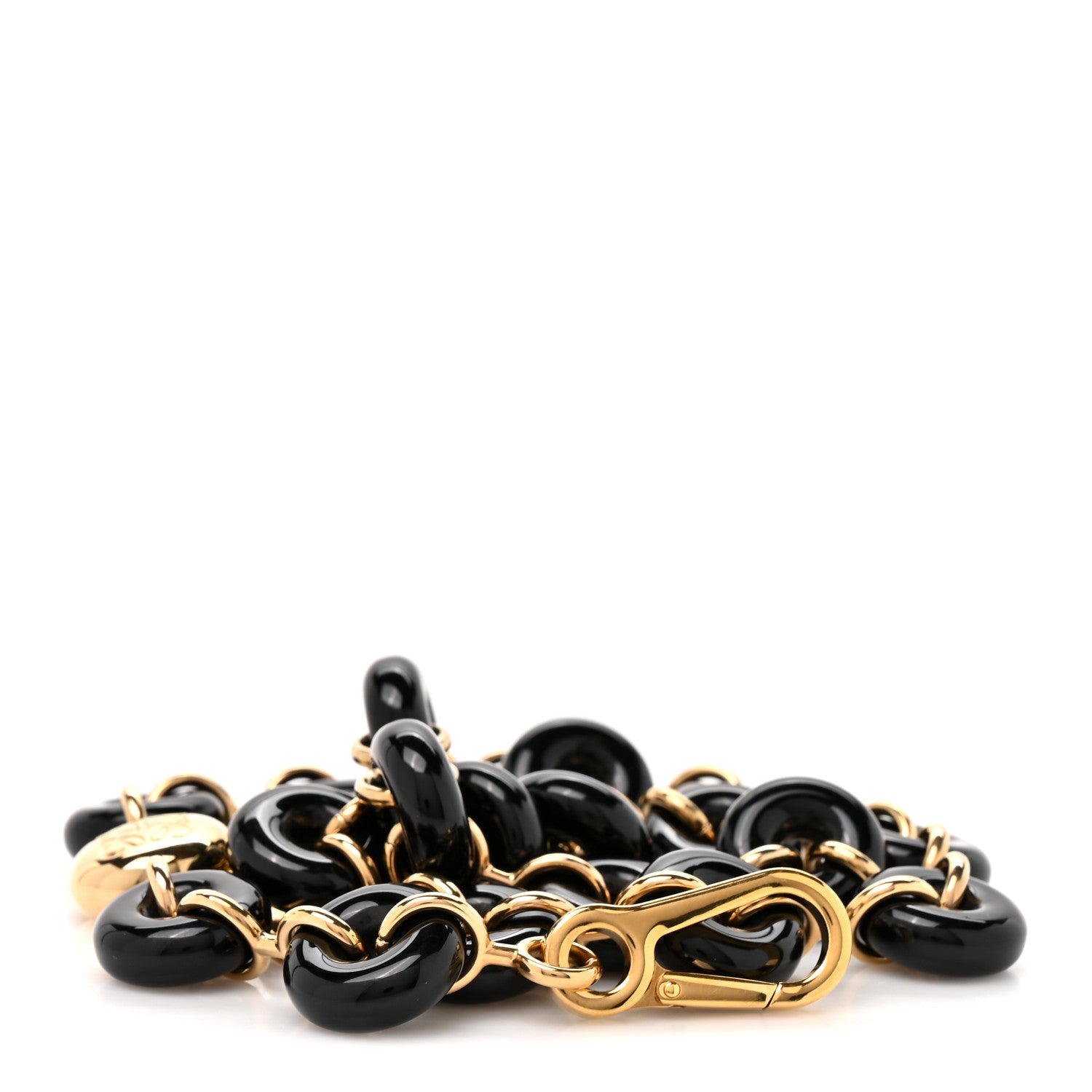 Loewe Brass Acetate Donut Chain Shoulder Strap Black Gold 1 of 4