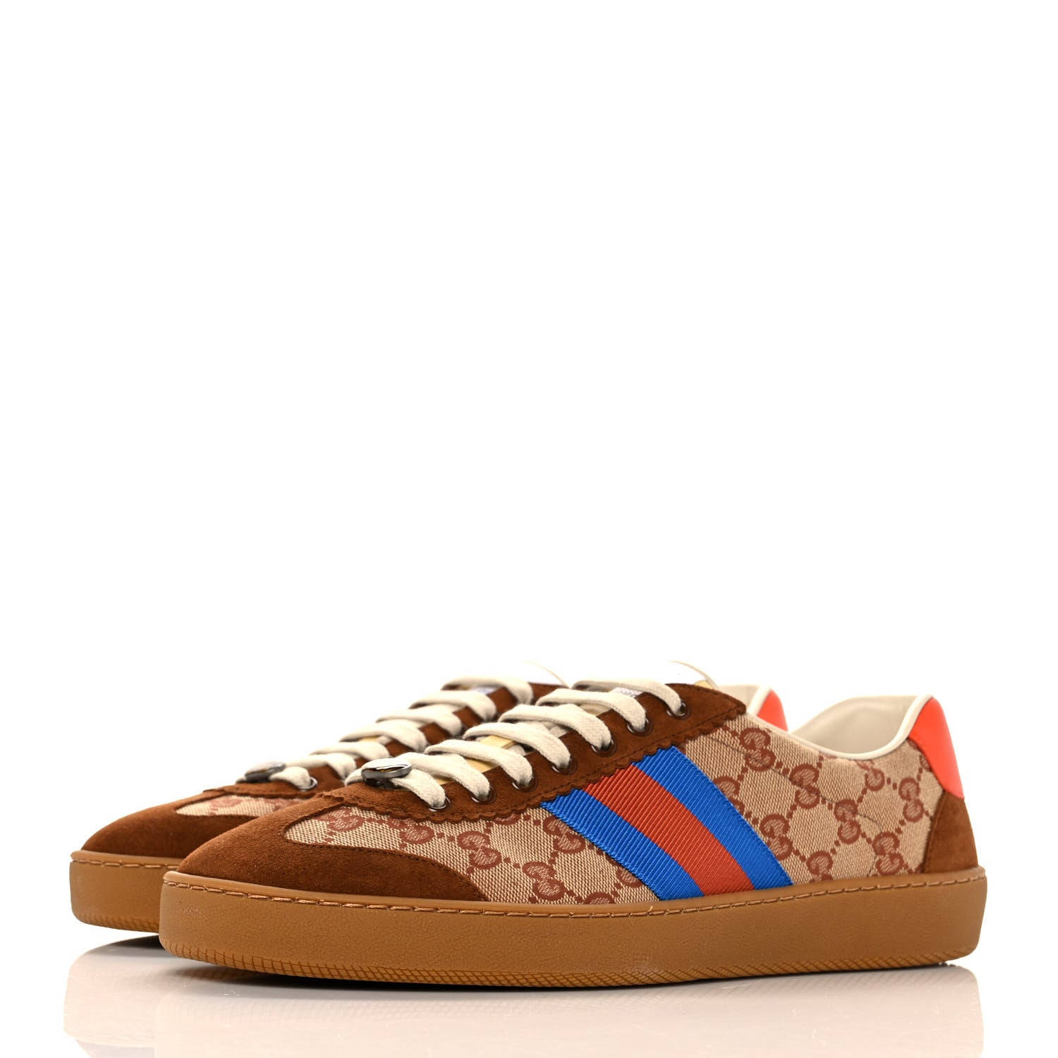 Gucci GG Monogram Suede Web Mens G74 Sneakers 11.5 Beige Ruggine Cuir 3 of 10