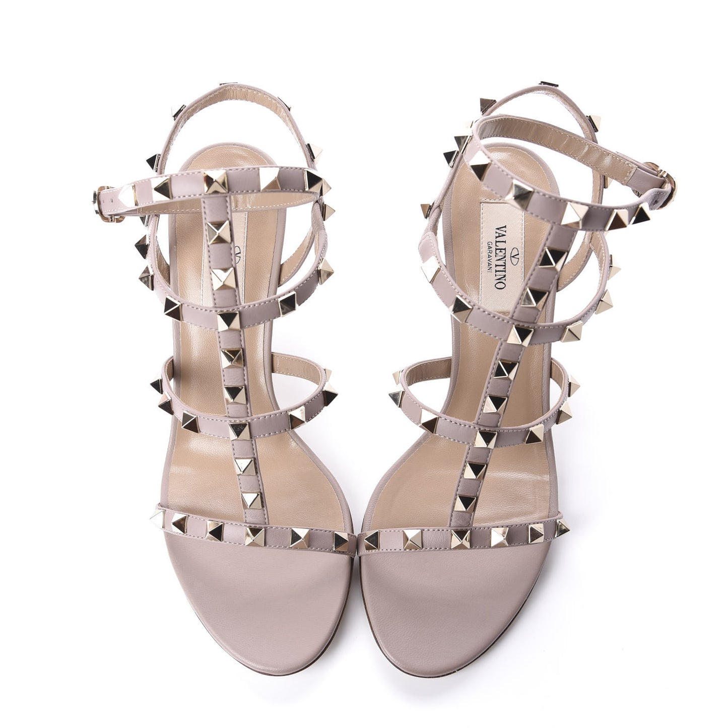 Calfskin Nappa Rockstud Gladiator 70mm Sandals 37 Poudre