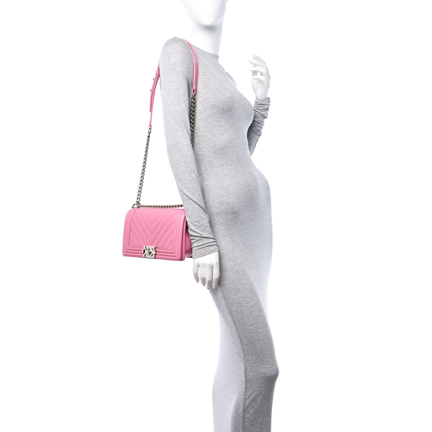 Lambskin Chevron Quilted Medium Boy Flap Pink
