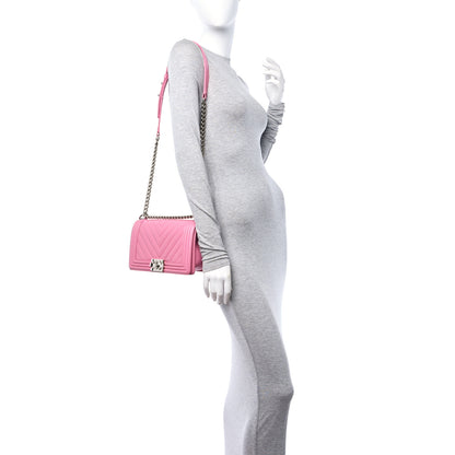 Chanel Lambskin Chevron Quilted Medium Boy Flap Pink 2 of 10