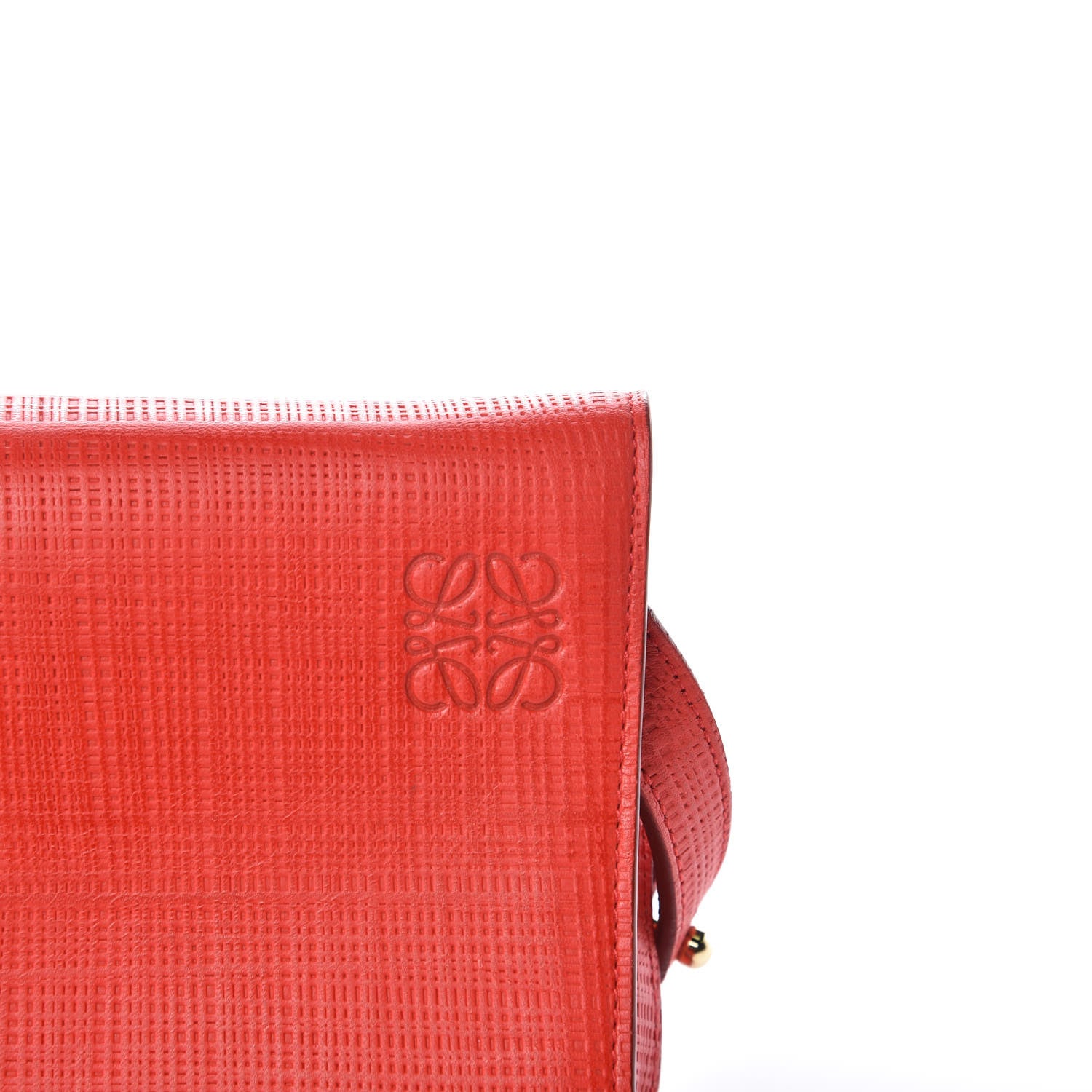 Loewe Calfskin Linen Embossed Small Messenger Bag Primary Red 10 of 10