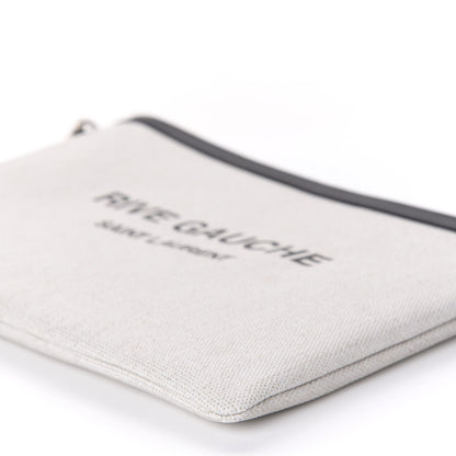 Saint Laurent Linen Canvas Rive Gauche Zipped Pouch Optic White 7 of 11