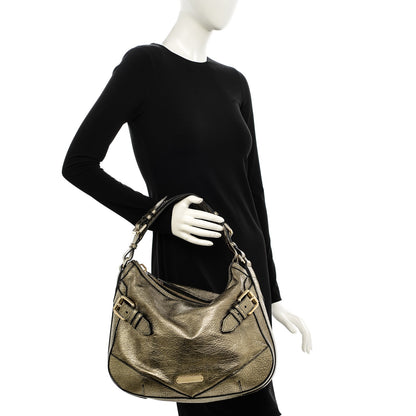 Burberry Metallic Grained Calfskin Medium Hobo Gold 2 of 8