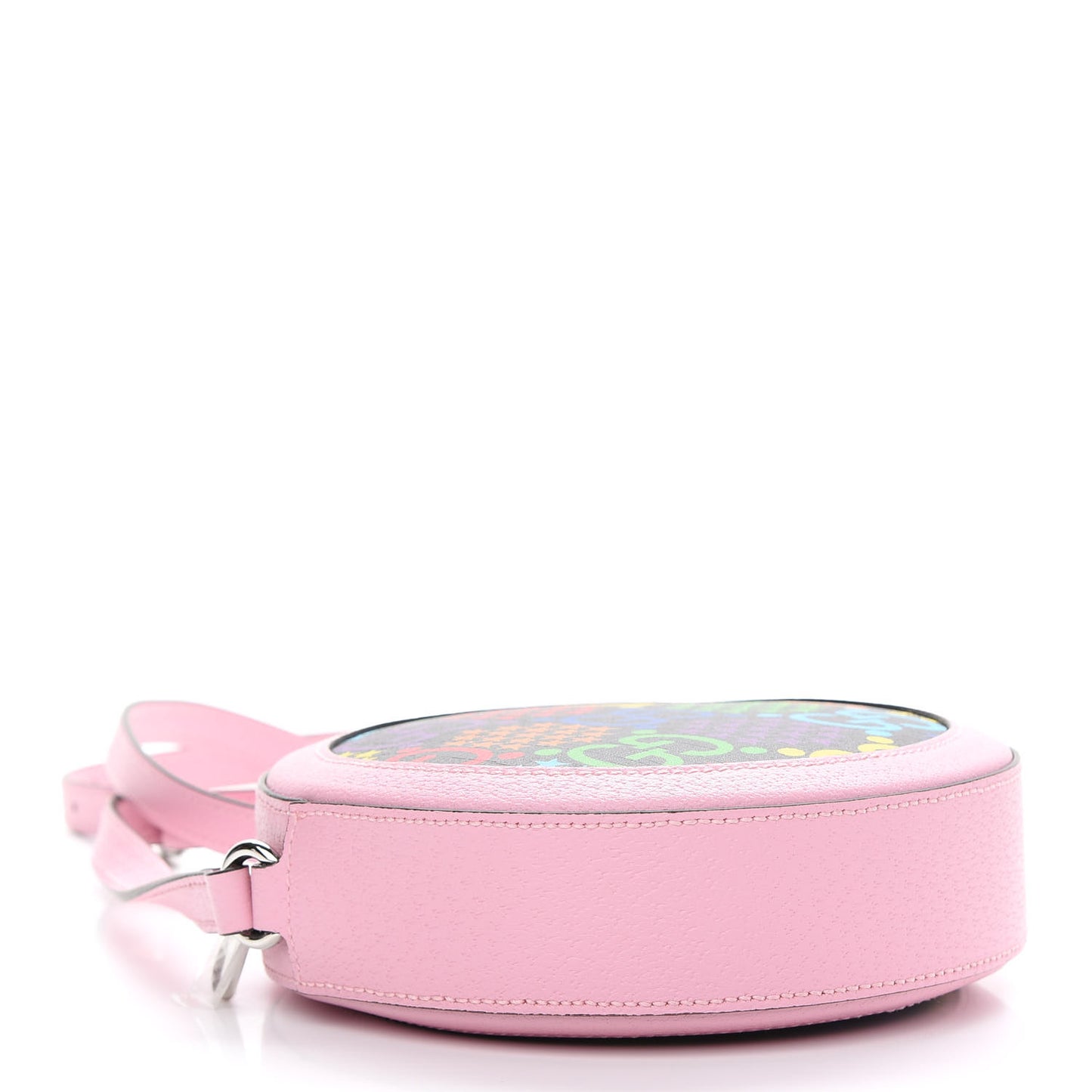 GG Supreme Monogram Psychedelic Round Shoulder Bag Black Multicolor Sugar Pink