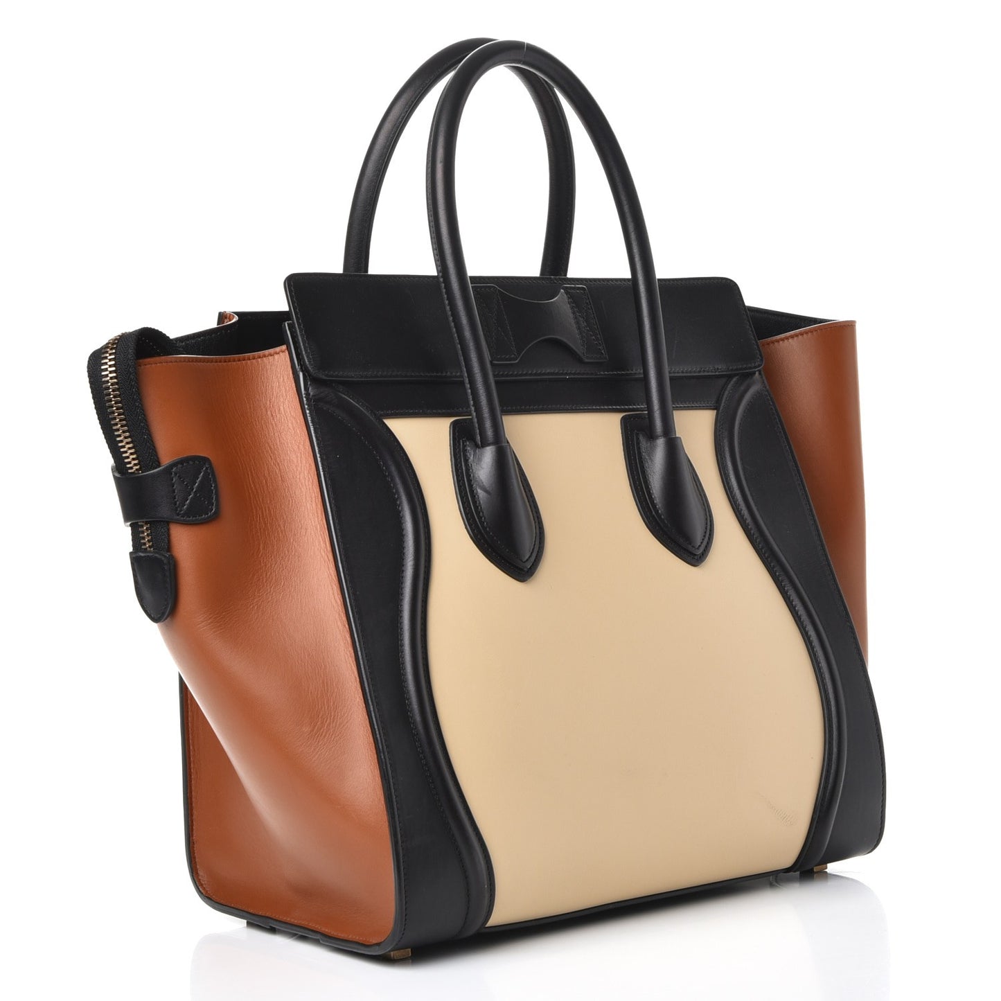 Satin Calfskin Mini Tri-Color Luggage Seashell