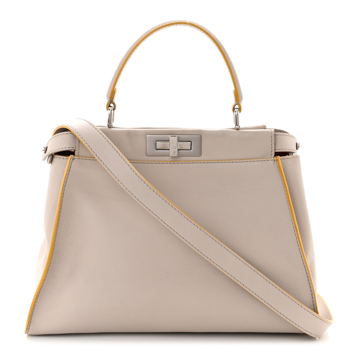 Vitello Seta Burro Medium Peekaboo Iconic Satchel Grigio Polvere Mattone
