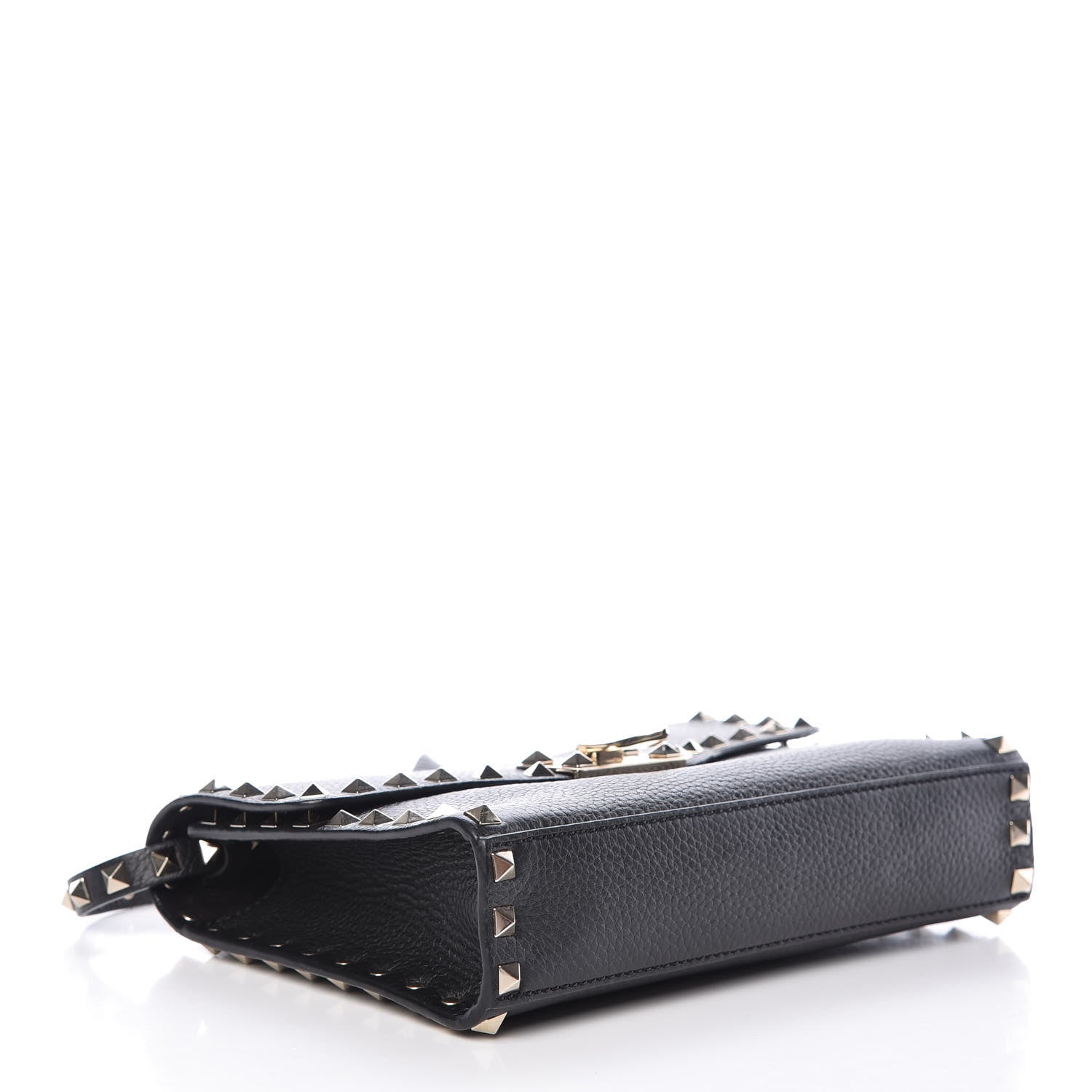 Valentino Garavani Pebbled Calfskin Medium Rockstud Flip Lock Crossbody Bag Black 4 of 11