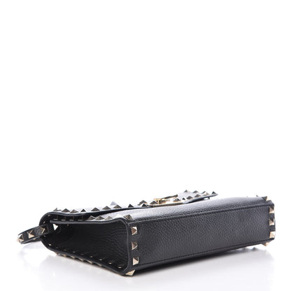 Valentino Garavani Pebbled Calfskin Medium Rockstud Flip Lock Crossbody Bag Black 4 of 11
