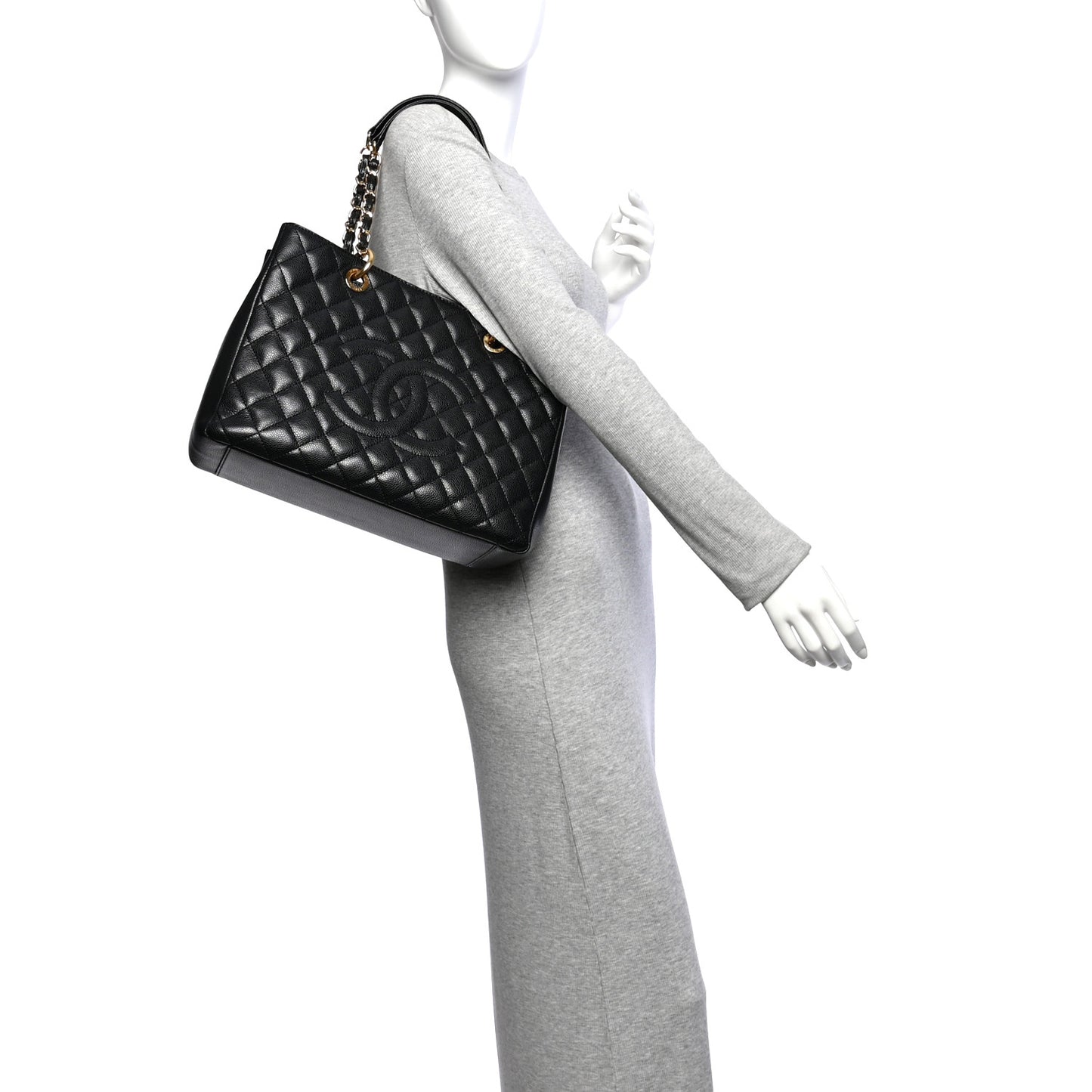 Caviar Quilted Grand Shopping Tote GST Black