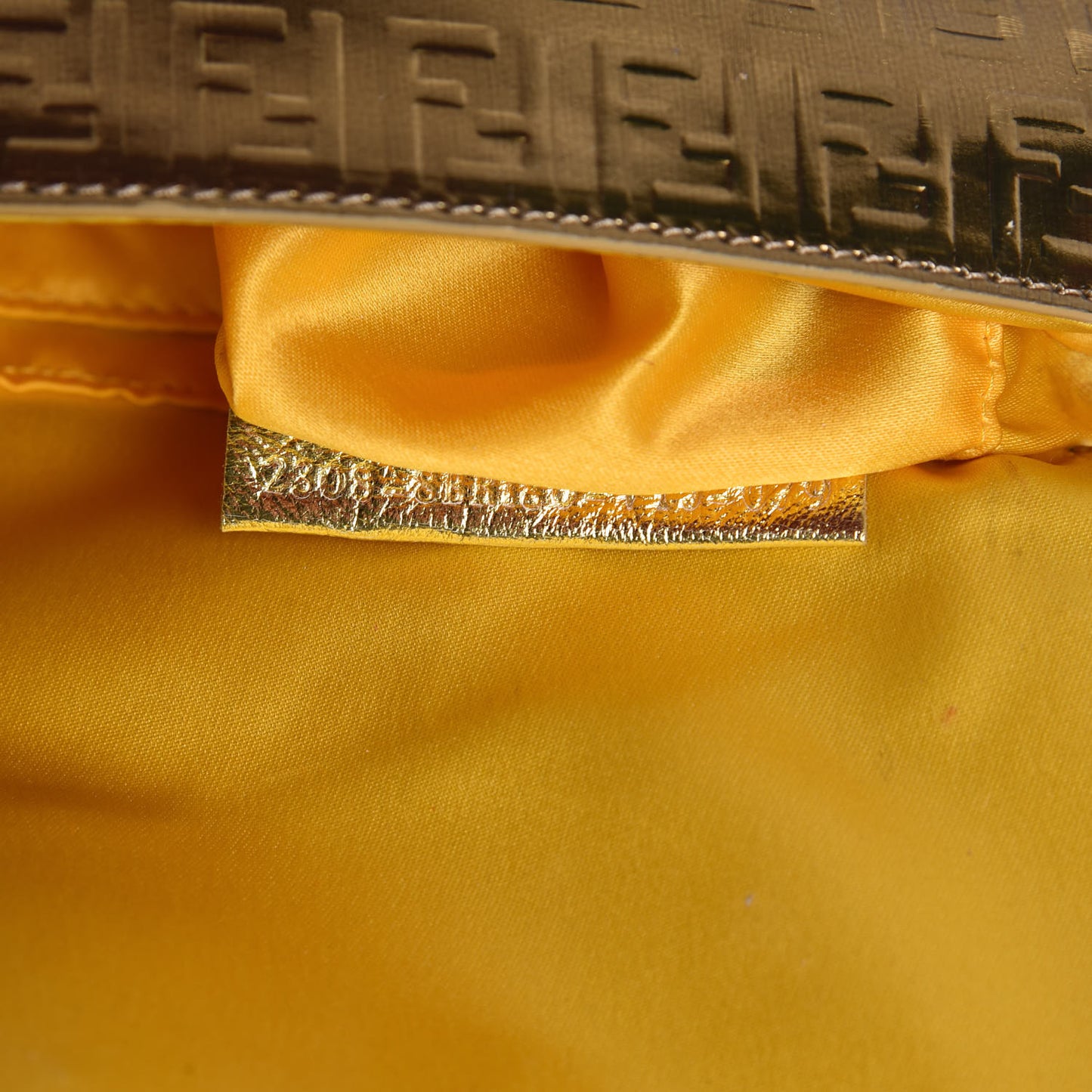 Vitello Mirror FF Embossed Mini Mama Baguette Oro Ambrato