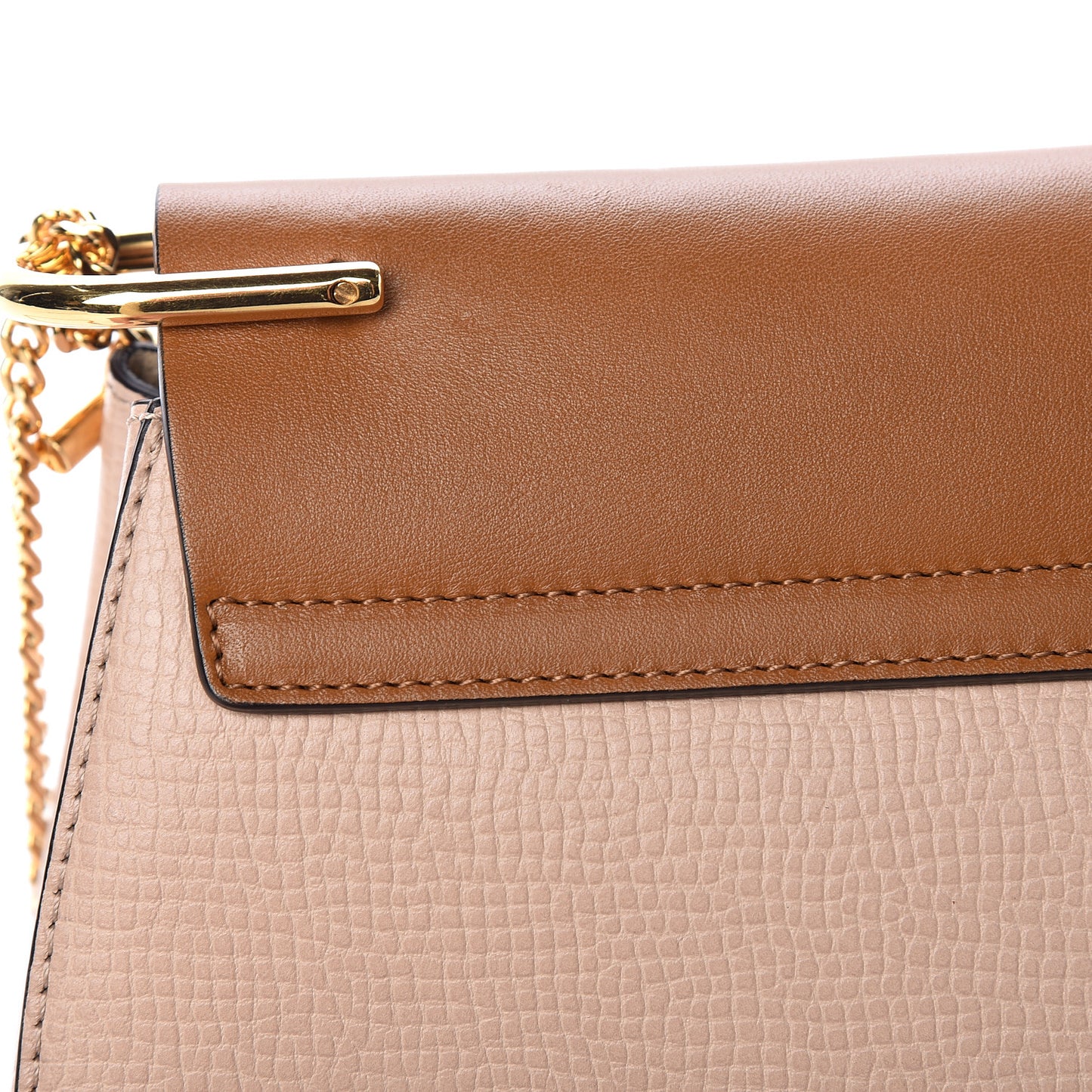 Grained Calfskin Lambskin Bi-Color Drew Shoulder Bag Powder Beige Mustard