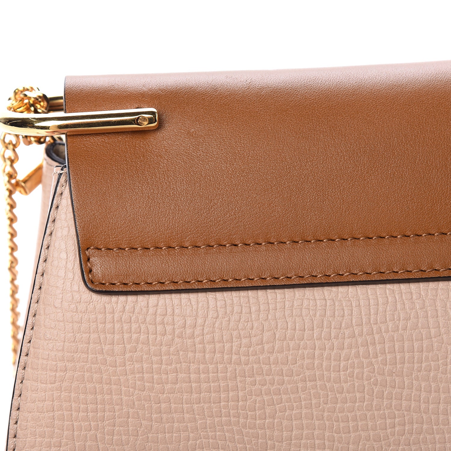 Chloe Grained Calfskin Lambskin Bi-Color Drew Shoulder Bag Powder Beige Mustard 12 of 13