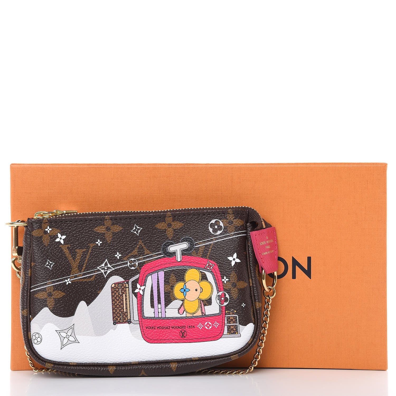 Louis Vuitton Monogram 2019 Christmas Animation Mini Courchevel Pochette Accessories Fuchsia 8 of 8