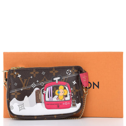 Louis Vuitton Monogram 2019 Christmas Animation Mini Courchevel Pochette Accessories Fuchsia 8 of 8
