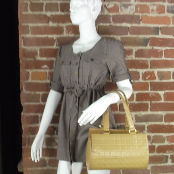 Lambskin Chocolate Bar Quilted Bag Beige