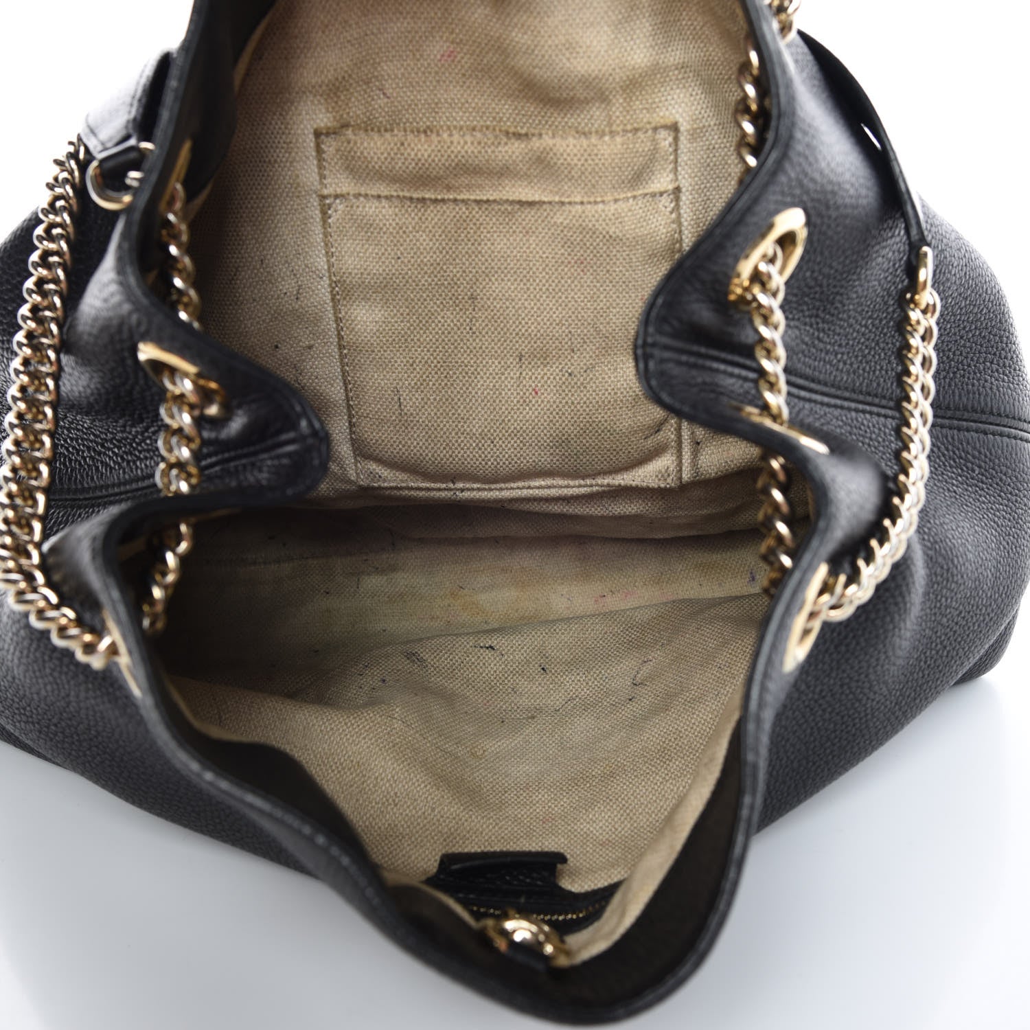 Gucci Pebbled Calfskin Medium Soho Chain Shoulder Bag Black 5 of 20