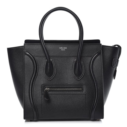 Celine Drummed Calfskin Micro Luggage Black 1 of 7