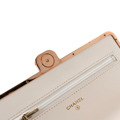 Chanel Lambskin Quilted Frame Wallet On Chain WOC White 16 of 18