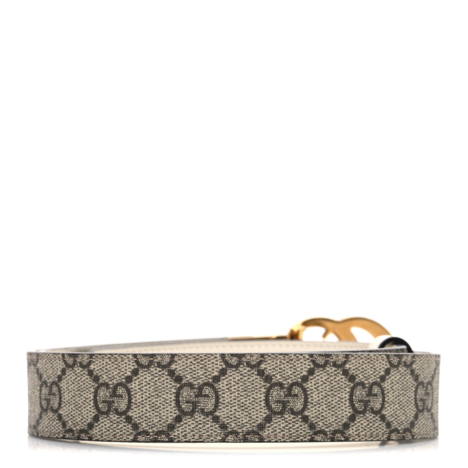 Gucci GG Supreme Monogram Plutone Calfskin Double G Reversible 80 32 Belt Beige Ebony Mystic White 2 of 6