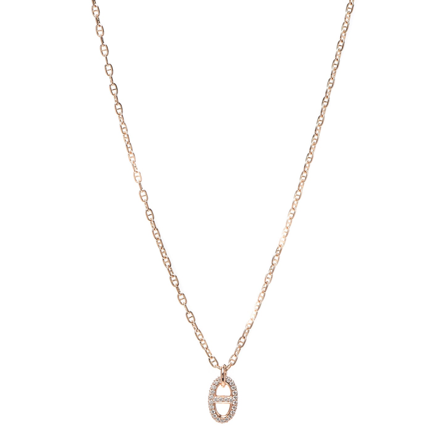 18K Rose Gold Diamond PM New Farandole Pendant Necklace SH