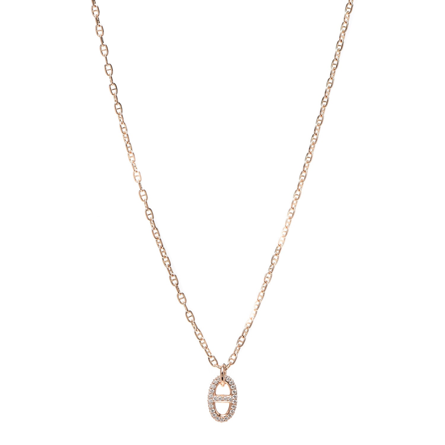 Hermes 18K Rose Gold Diamond PM New Farandole Pendant Necklace SH 1 of 6