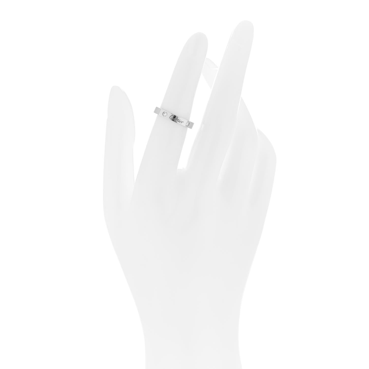 Cartier Platinum 2 Diamond 3mm C De Cartier Wedding Band Ring 50 5.25 2 of 6