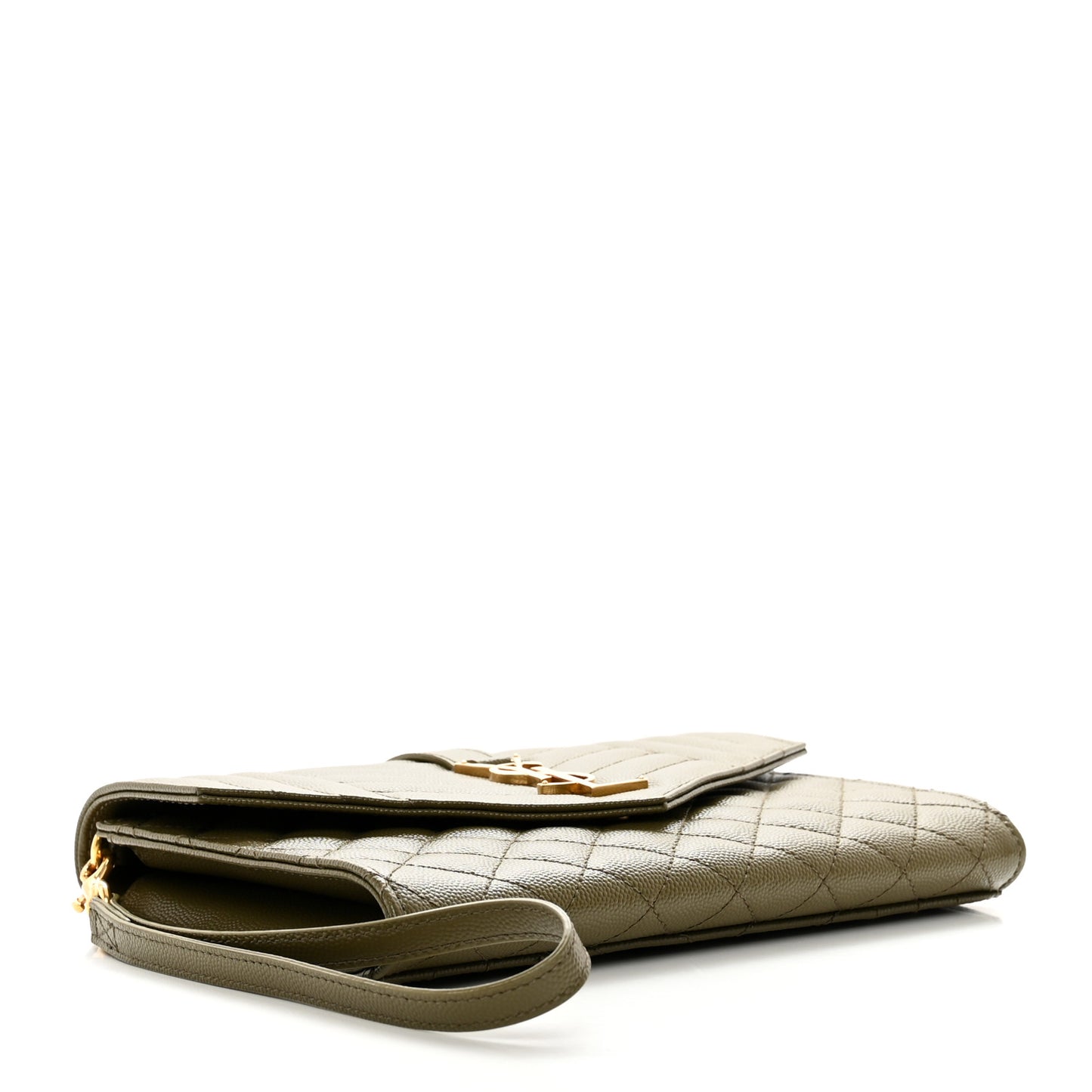 Grain De Poudre Textured Mixed Matelasse Triquilt Monogram Clutch Vert Kaki