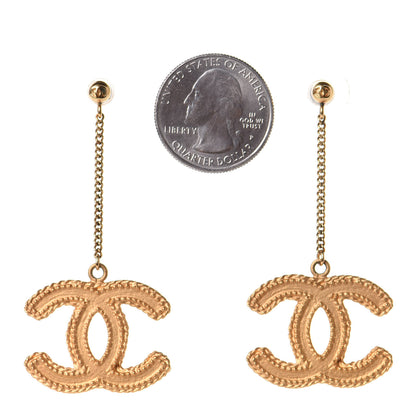 Chanel CC Drop Earrings Matte Gold 2 of 5