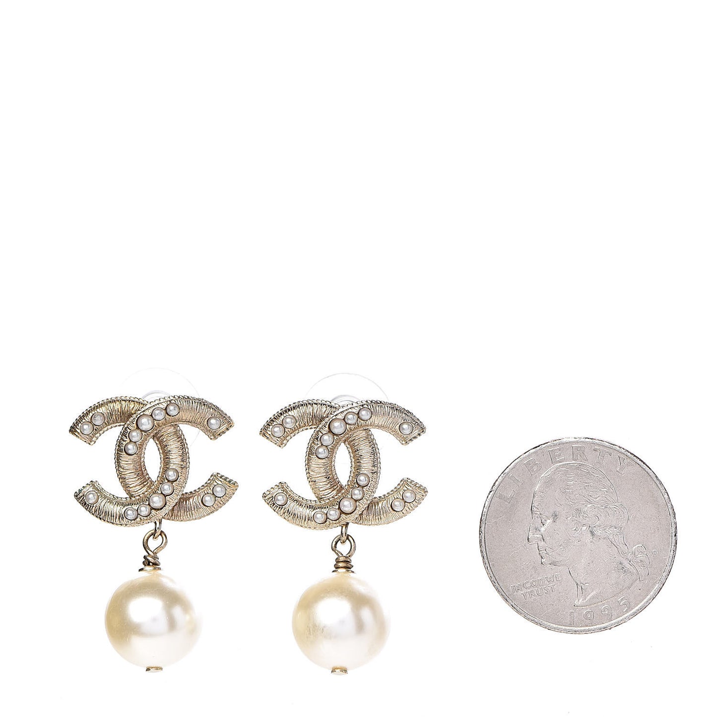 Pearl CC Drop Earrings Gold