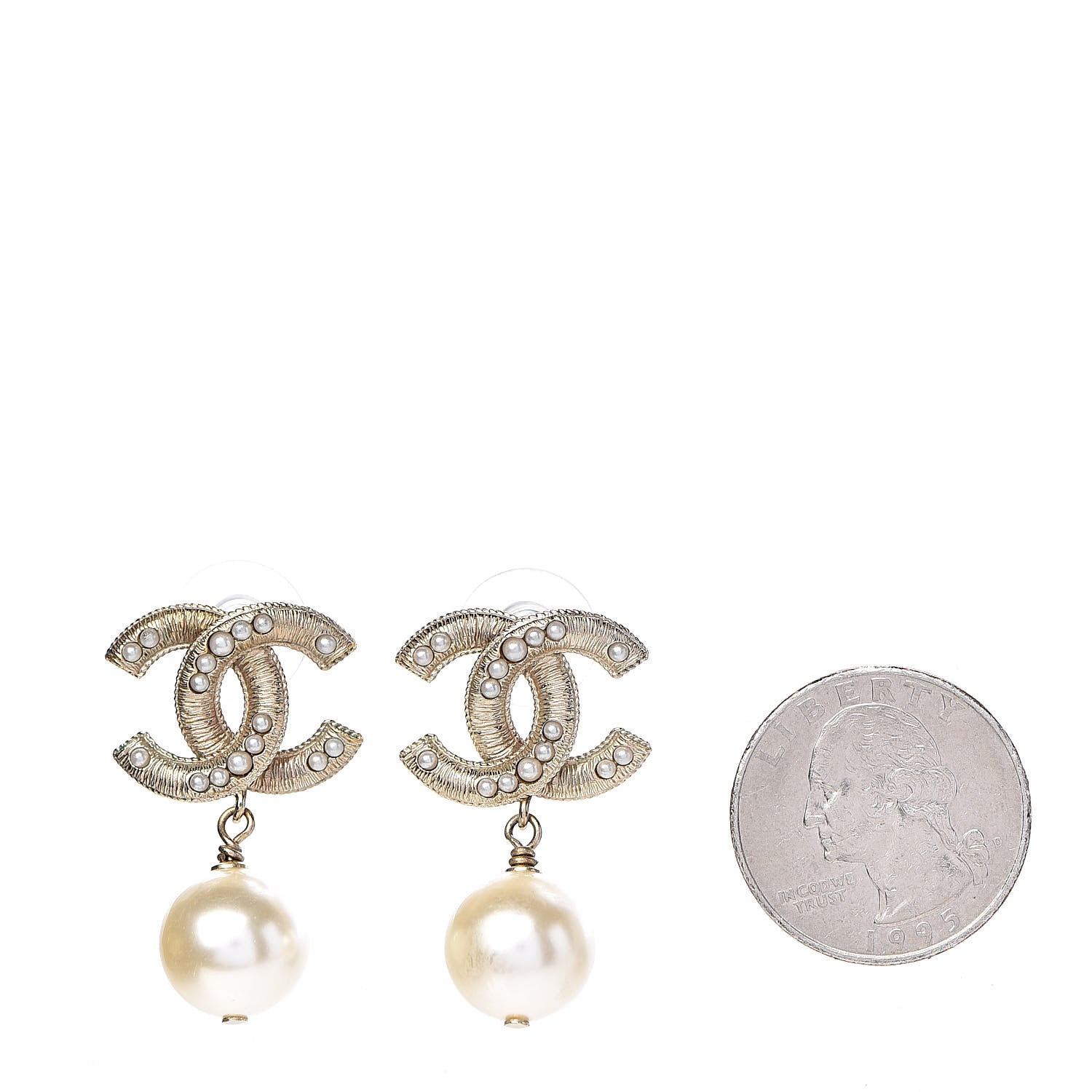 Chanel Pearl CC Drop Earrings Gold 2 of 5