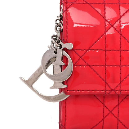 Christian Dior Patent Cannage Rendez-vous Chain Wallet Red 8 of 14