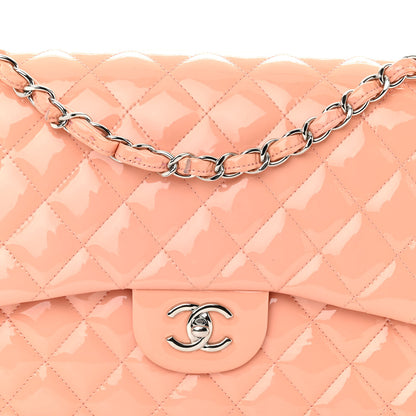 Chanel Patent Quilted Jumbo Double Flap Coral 8 of 13