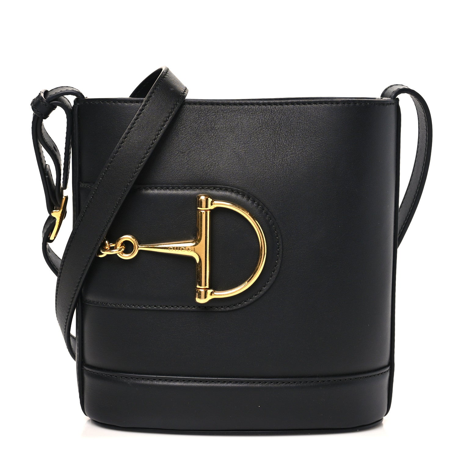 Gucci Arabella Calfskin Horsebit 73 Medium Bucket Bag Black 1 of 10
