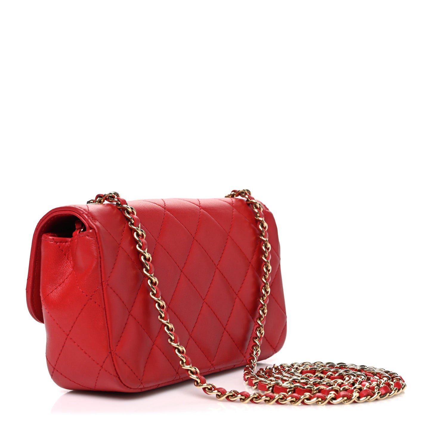 Lambskin Quilted Extra Mini V For Victory Flap Red