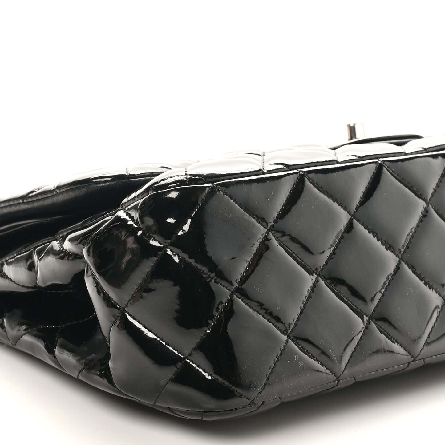 Patent Quilted Jumbo Double Flap Black
