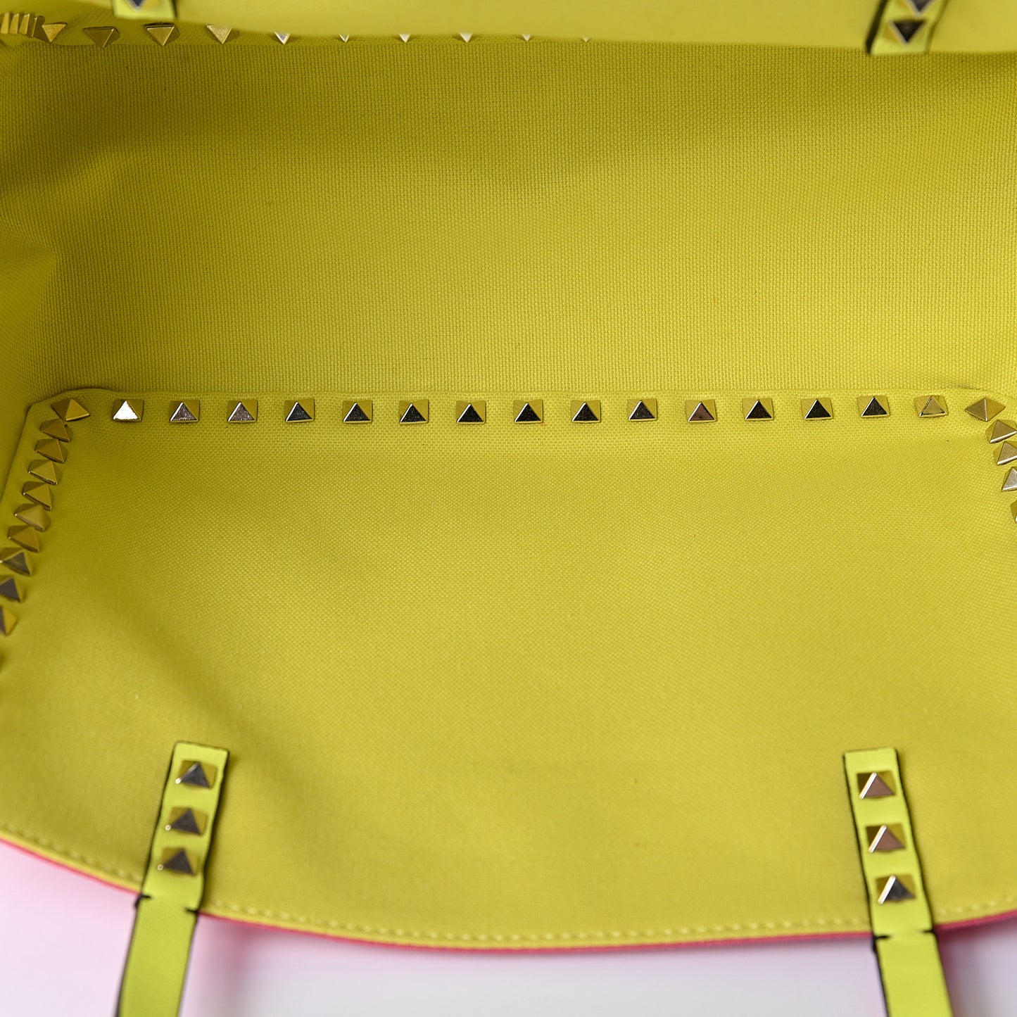 Canvas Small Rockstud Reversible Tote Pink Yellow