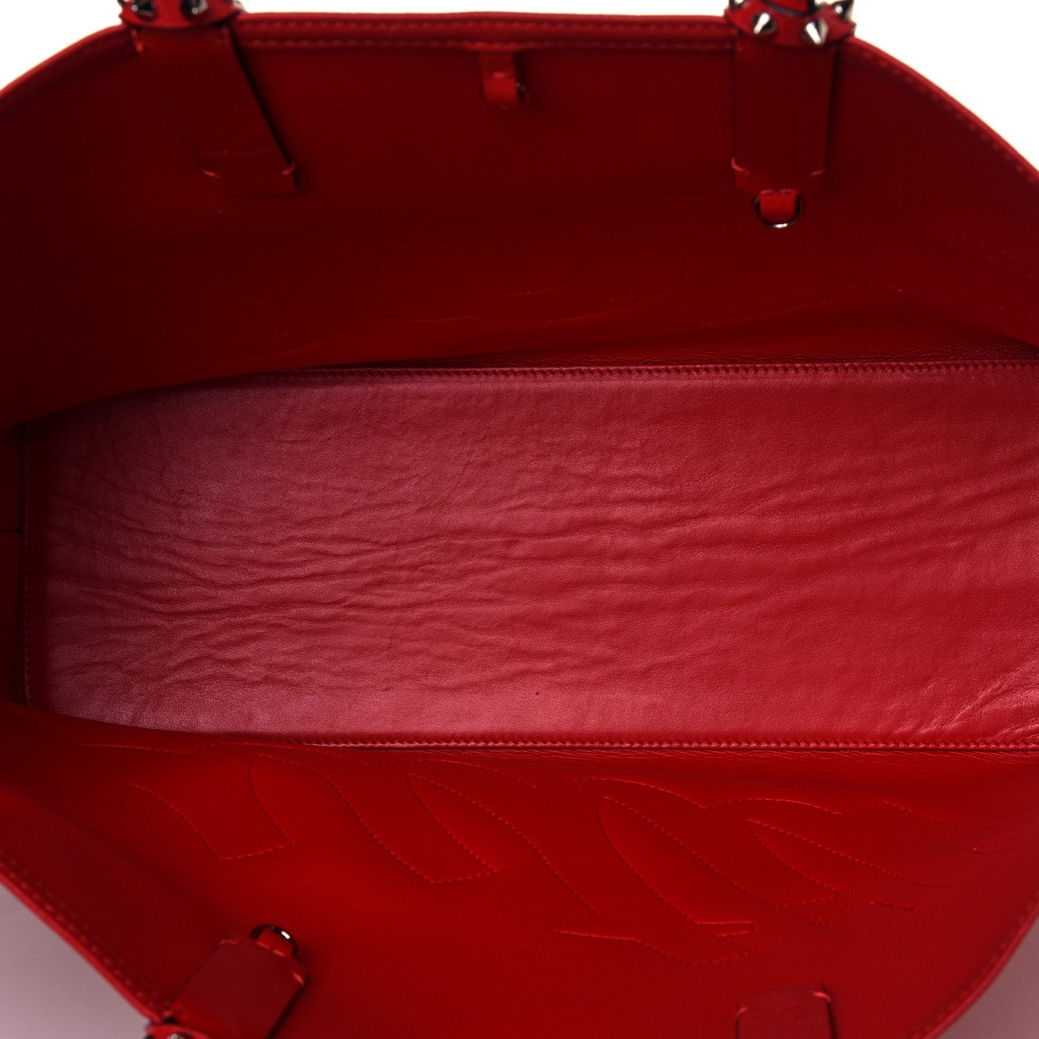 Christian Louboutin Calfskin Patent Logo Spikes East West Cabata Tote Red 5 of 16