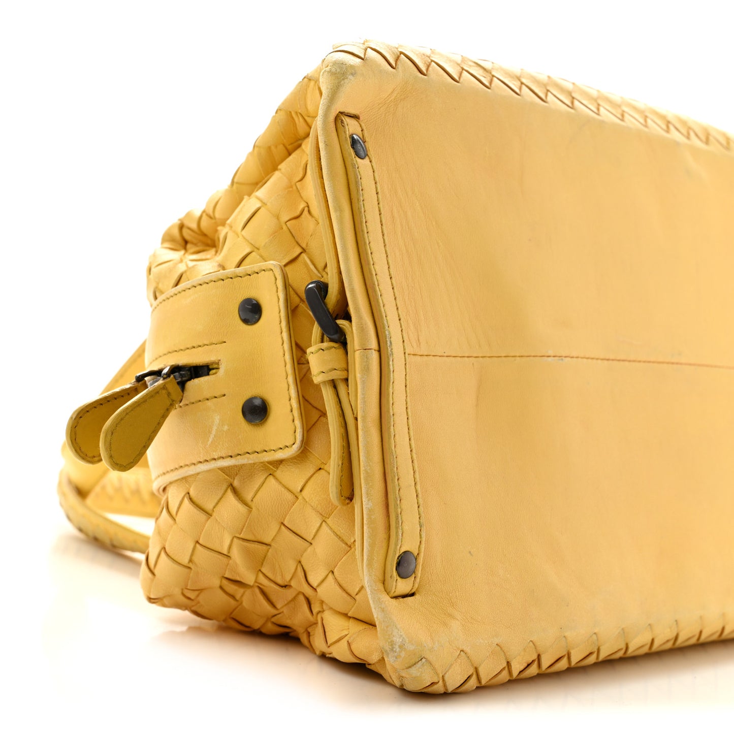 Nappa Intrecciato Woven Top Handle Bag Buttercup